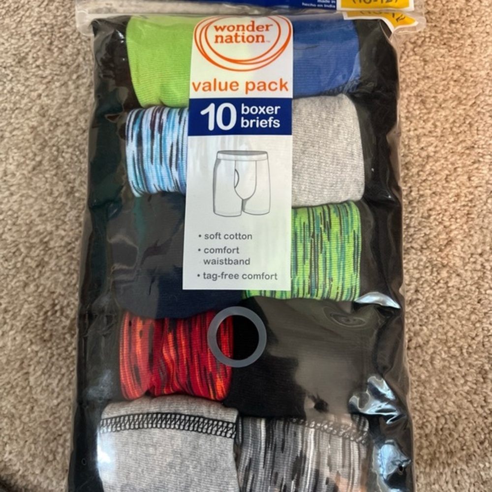 Boys boxer brief 10 pack size large 10–12 New